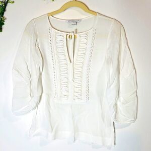 Diane Von Furstenberg White Embellished Iliana Top